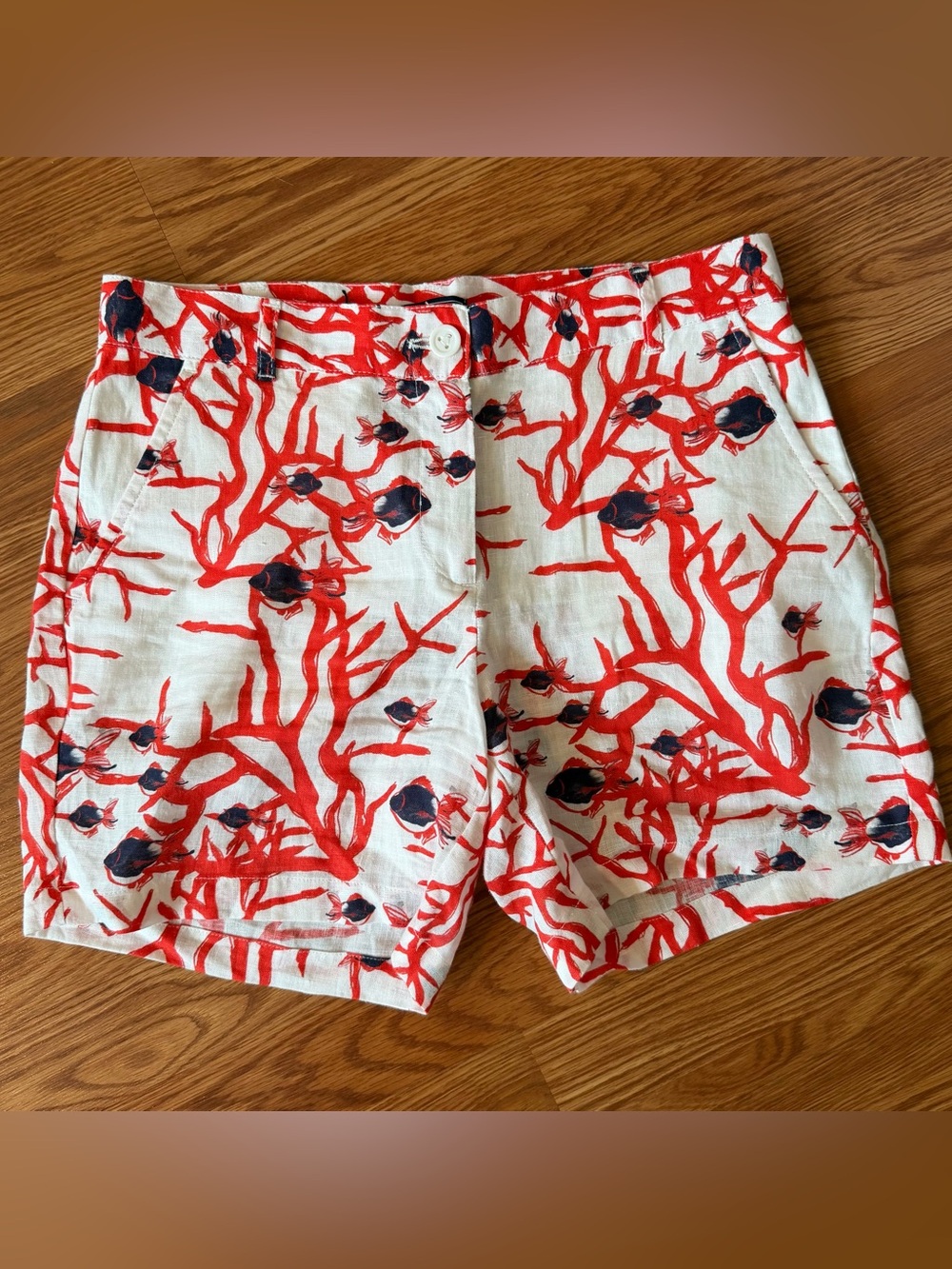 Vilebrequin White Shorts with Red Coral & Navy - Women's